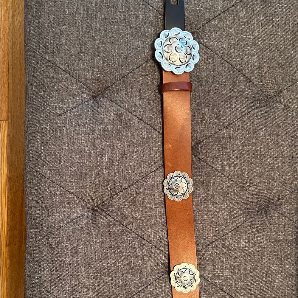 Zara Brown Belt with Silver Floral Details